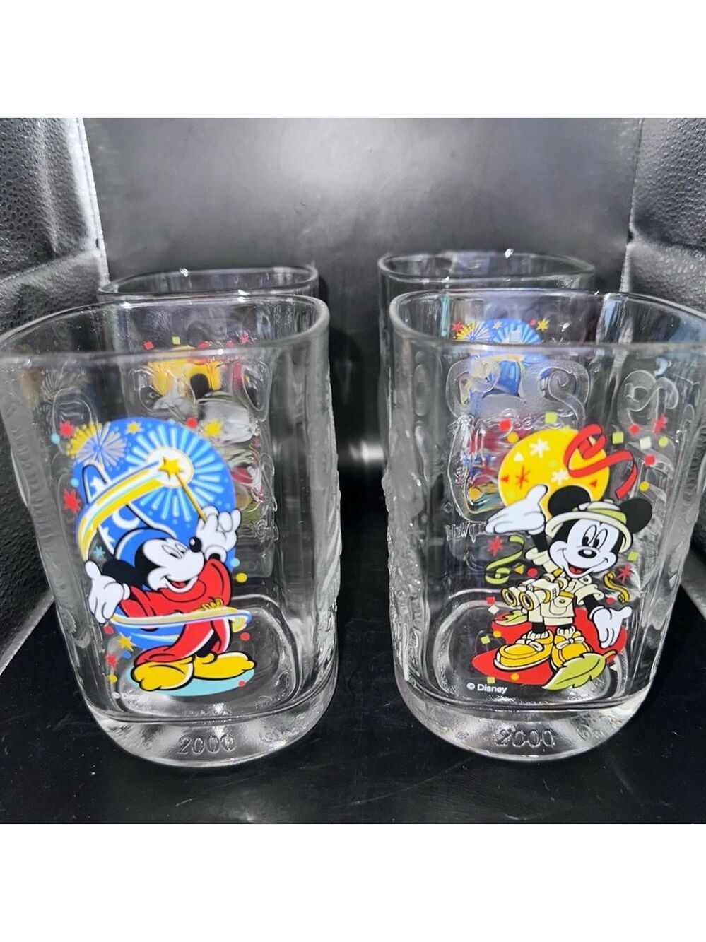 Excellent Vintage Walt Disney McDonald’s 2000 Celebration Drinking Glasses Set 4